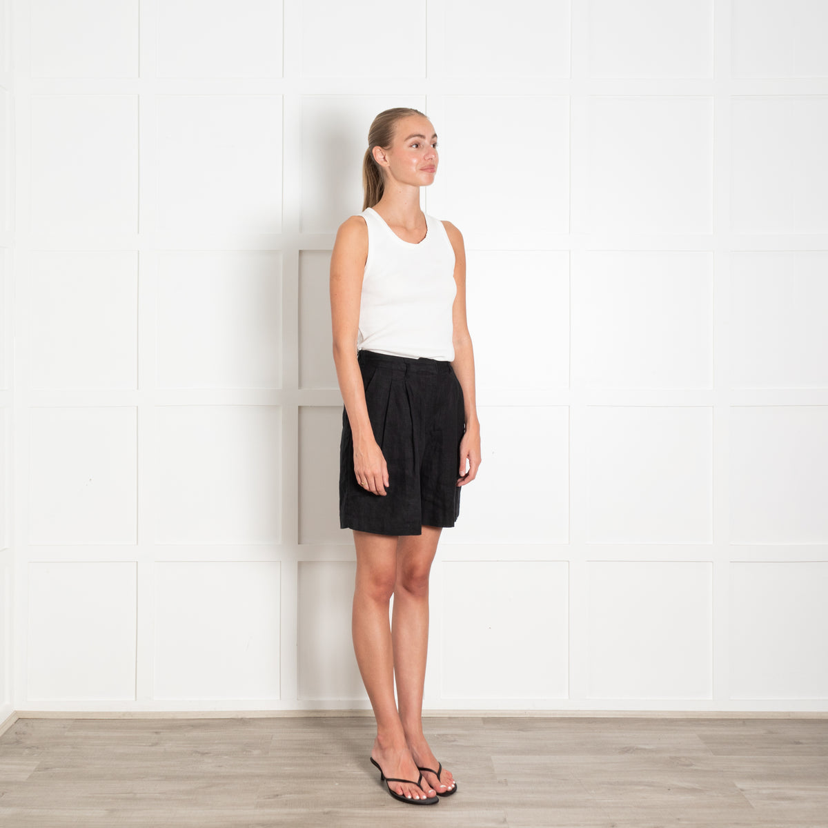 Posse Black Linen Tailored Shorts