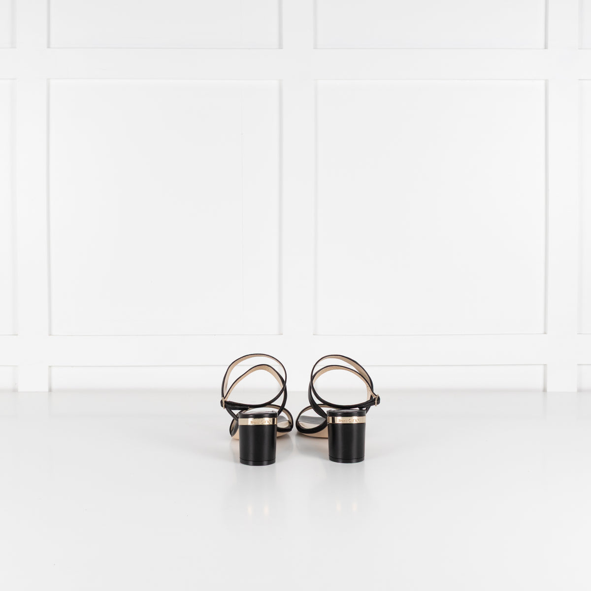 Jimmy Choo Black Leather Jago Ankle Strap Heeled Sandals