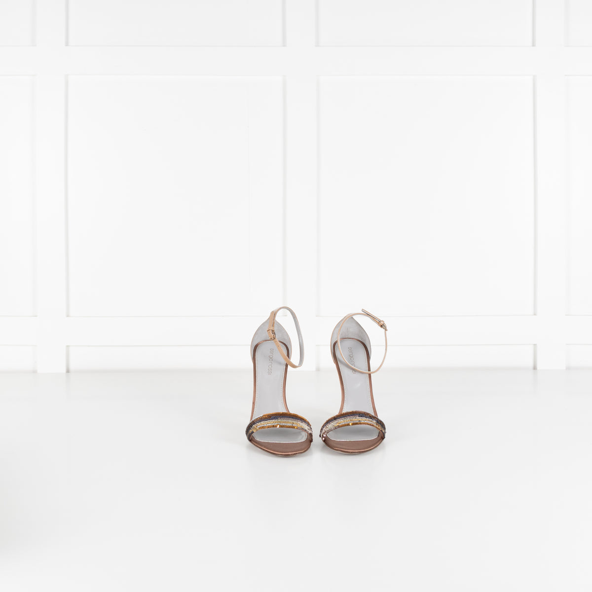 Sergio Rossi Bronze Sequin Heeled Sandals