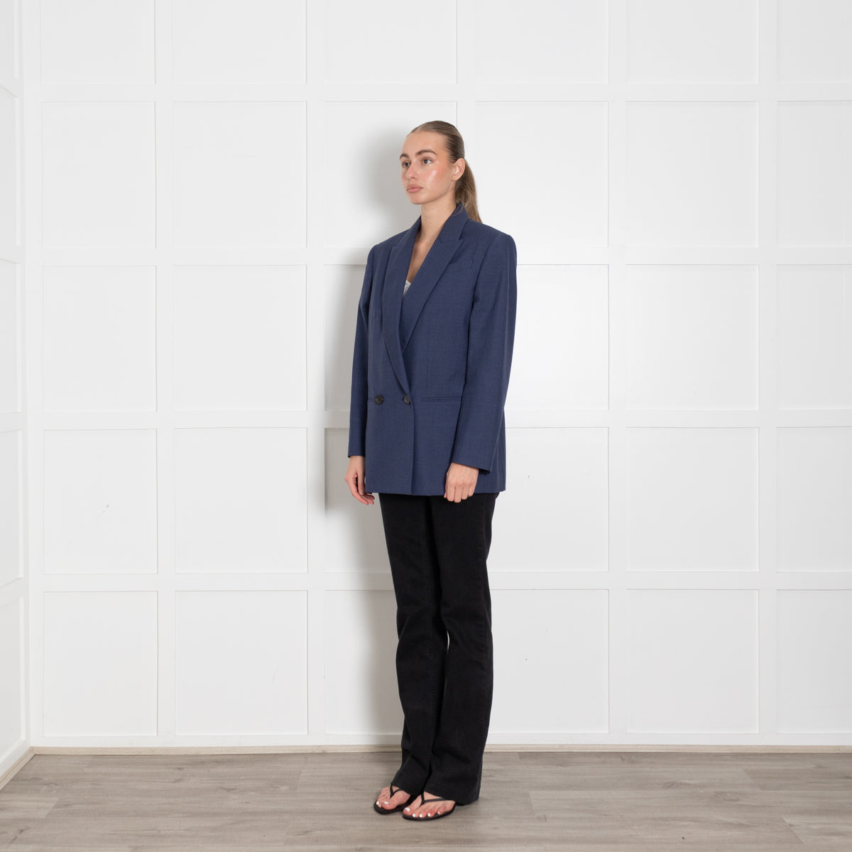 Alexander McQueen Double Breasted Blue Straight Fit Blazer
