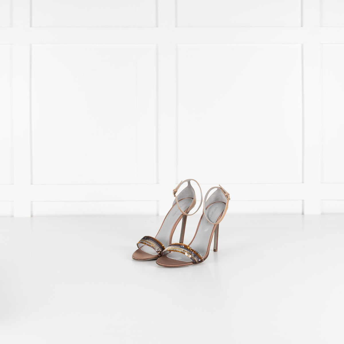 Sergio Rossi Bronze Sequin Heeled Sandals