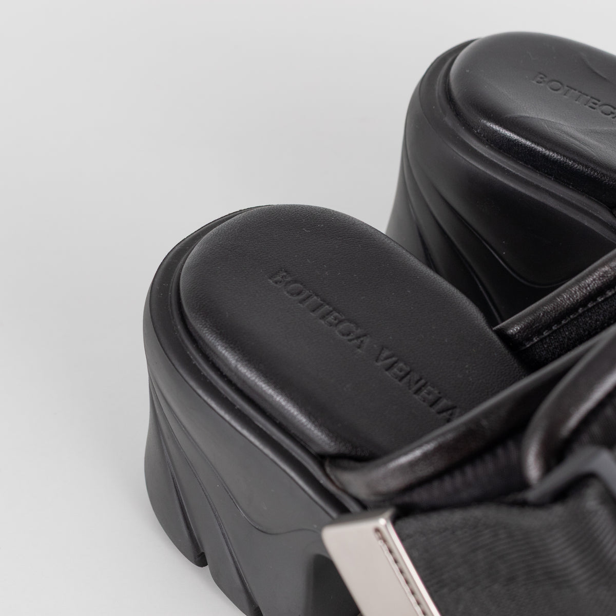 Bottega Veneta Black Padded Flash Block Heel Sandals