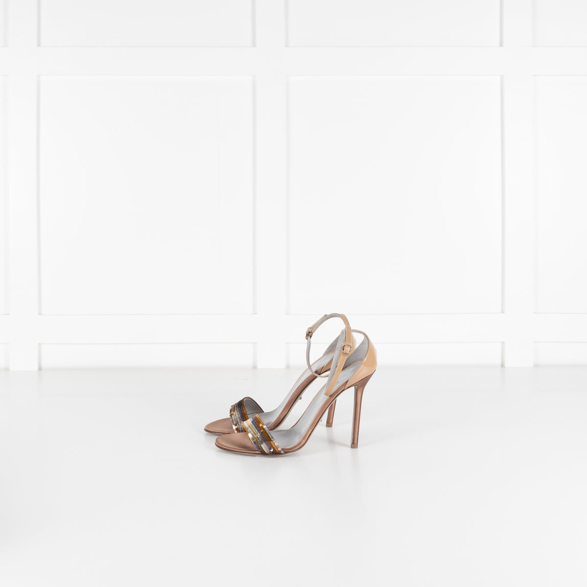 Sergio Rossi Bronze Sequin Heeled Sandals