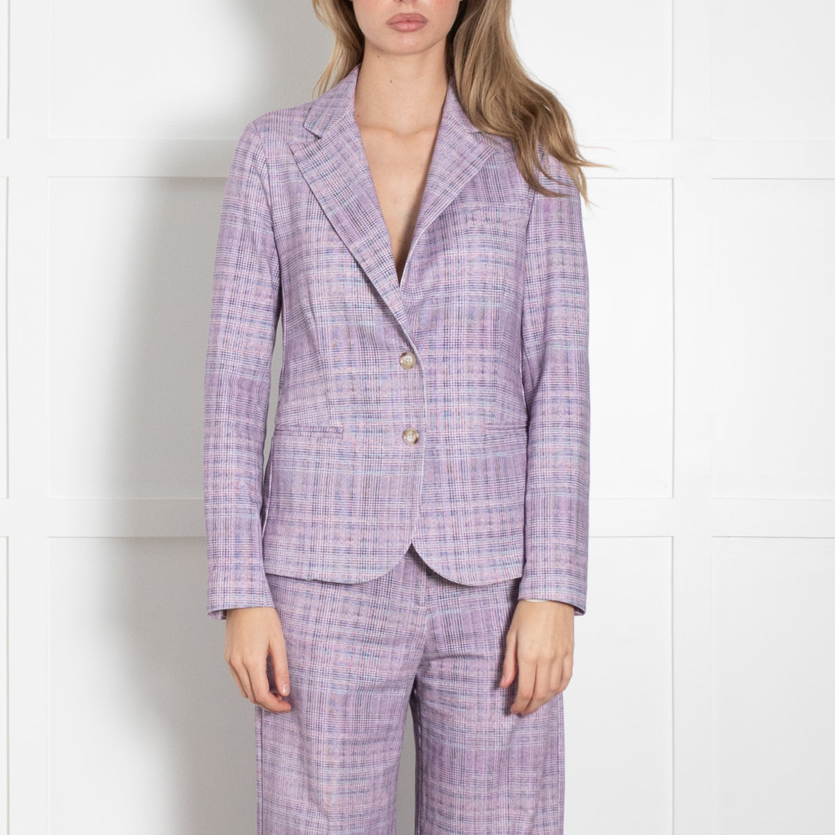 Goodmatch Lilac Check Jersey Blazer Jacket