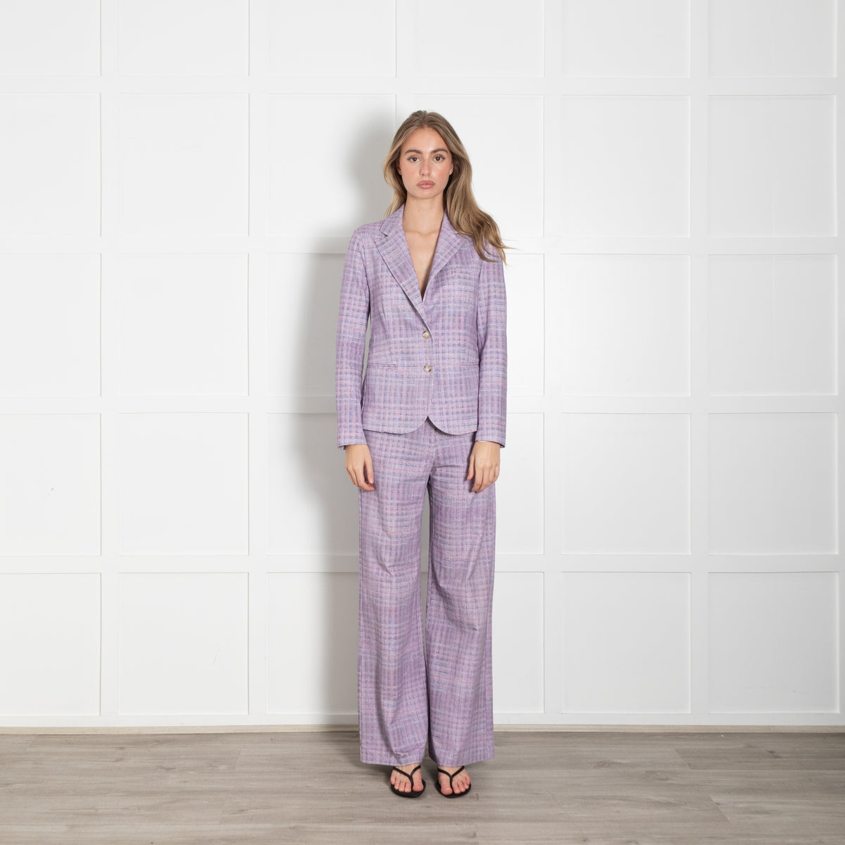 Goodmatch Lilac Check Jersey Blazer Jacket