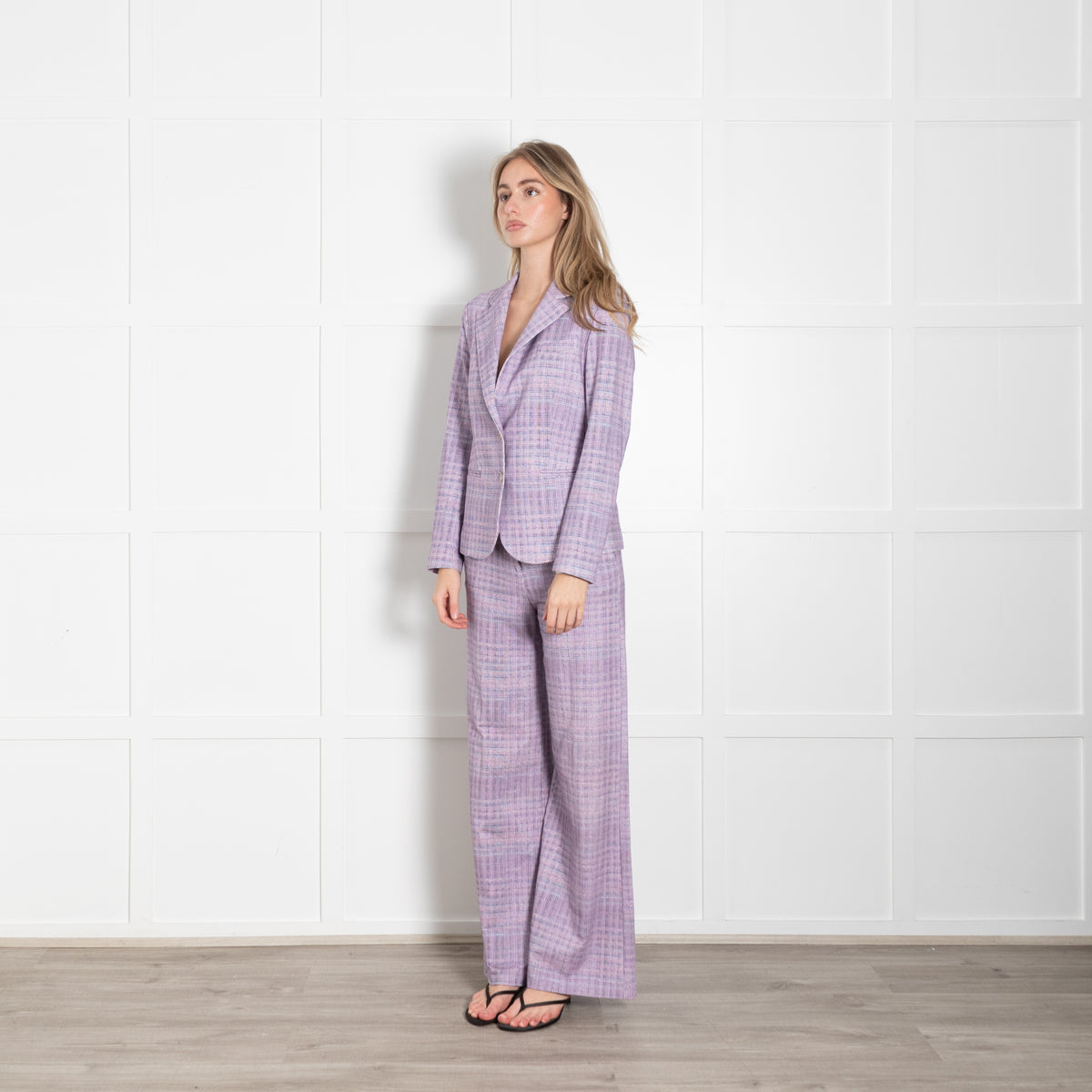 Goodmatch Lilac Check Jersey Blazer Jacket