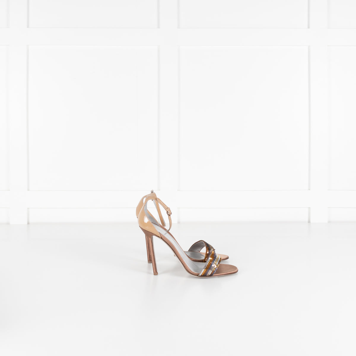 Sergio Rossi Bronze Sequin Heeled Sandals
