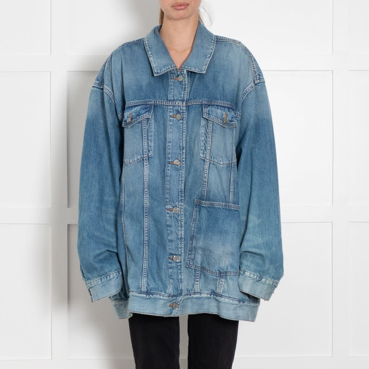 Ganni Blue Denim Oversized Jacket