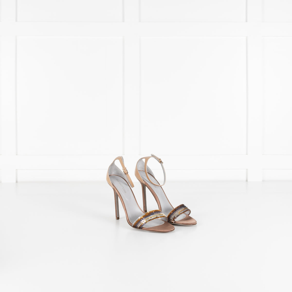 Sergio Rossi Bronze Sequin Heeled Sandals