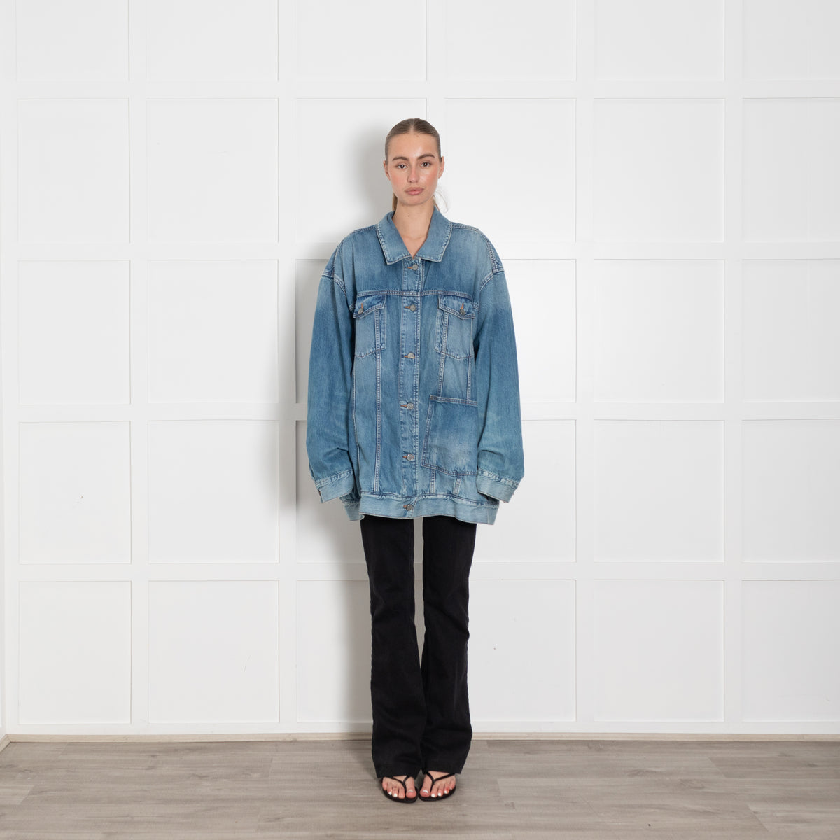 Ganni Blue Denim Oversized Jacket