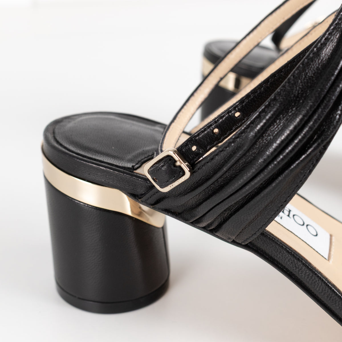 Jimmy Choo Black Leather Jago Ankle Strap Heeled Sandals