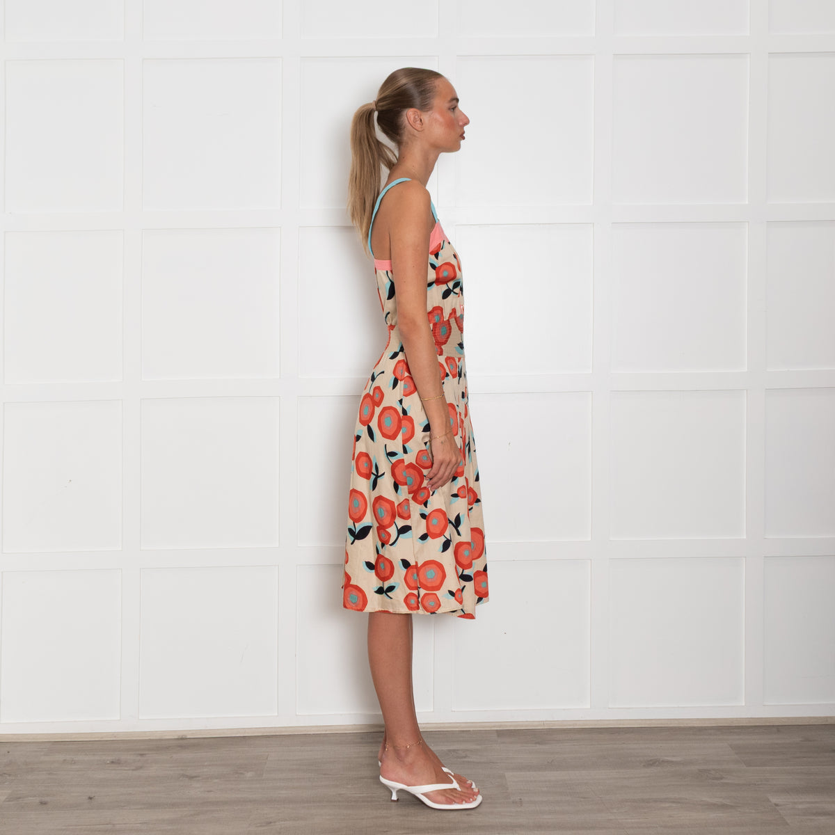 Marc By Marc Jacobs Beige Orange Cotton Sleeveless Dress