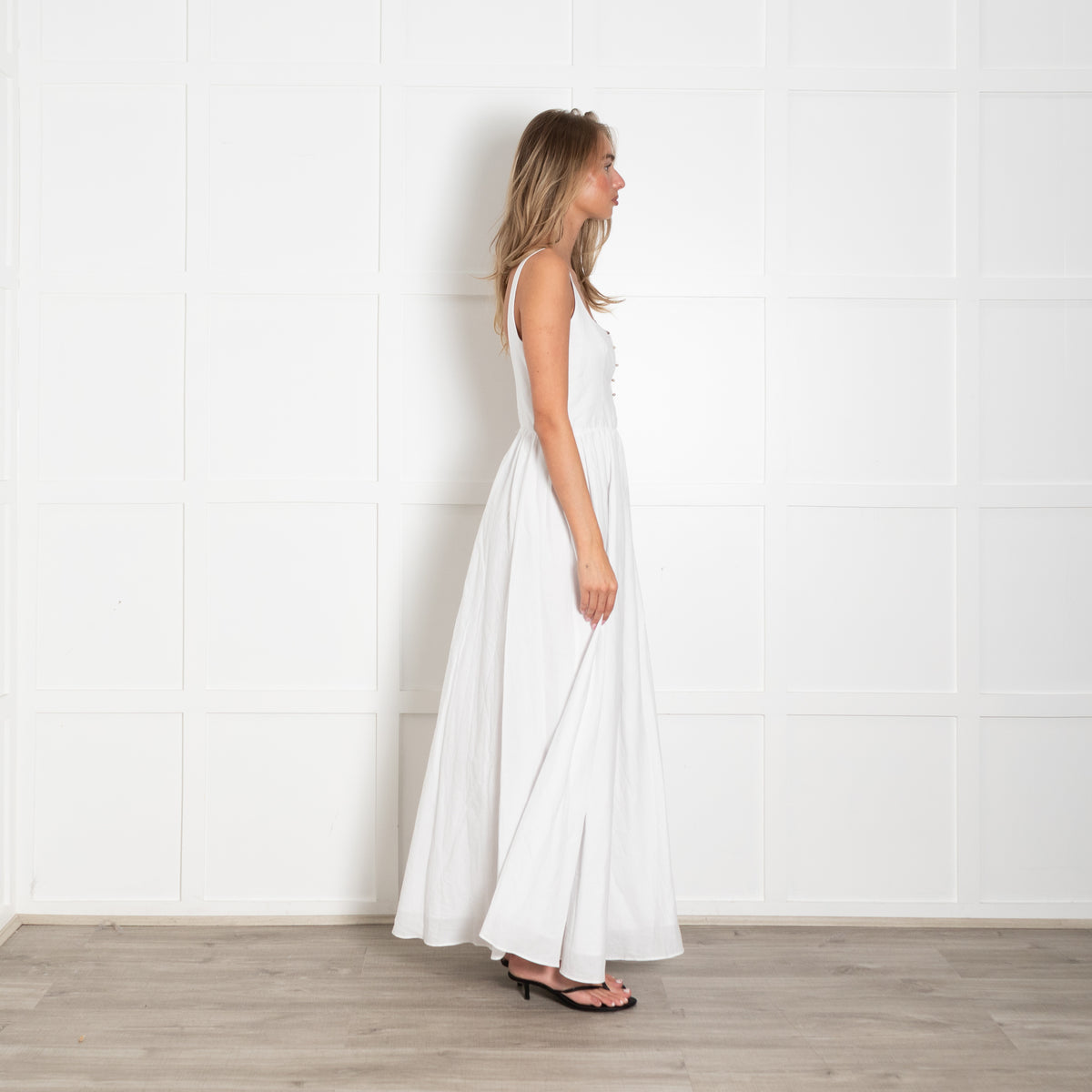 Esteban Cortazar White Corset Strappy Maxi Dress