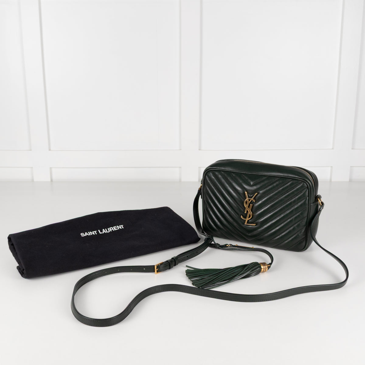 Saint Laurent Green Lou Quilted Leather Camera Bag