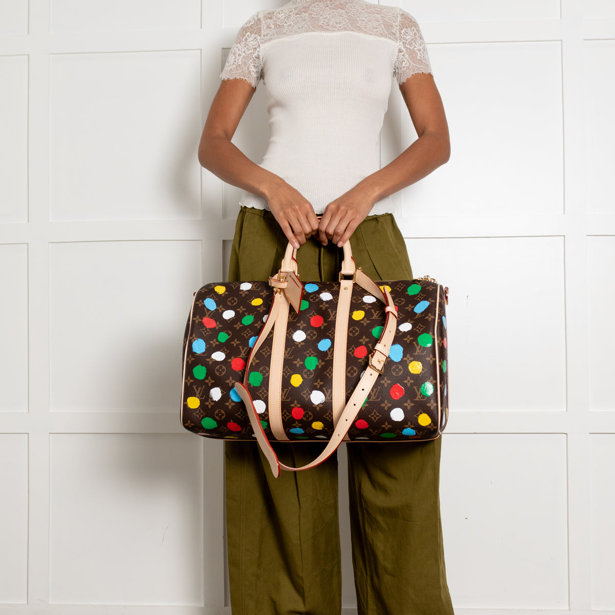 Louis Vuitton x Yayoi Kusama Dot Coated Canvas Keepall 40 with Bandouliere