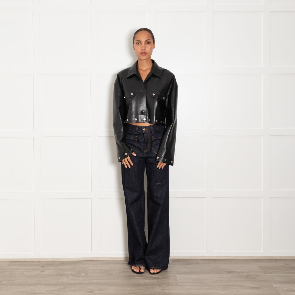 Nanushka Black Faux Leather Studded Kassie Jacket