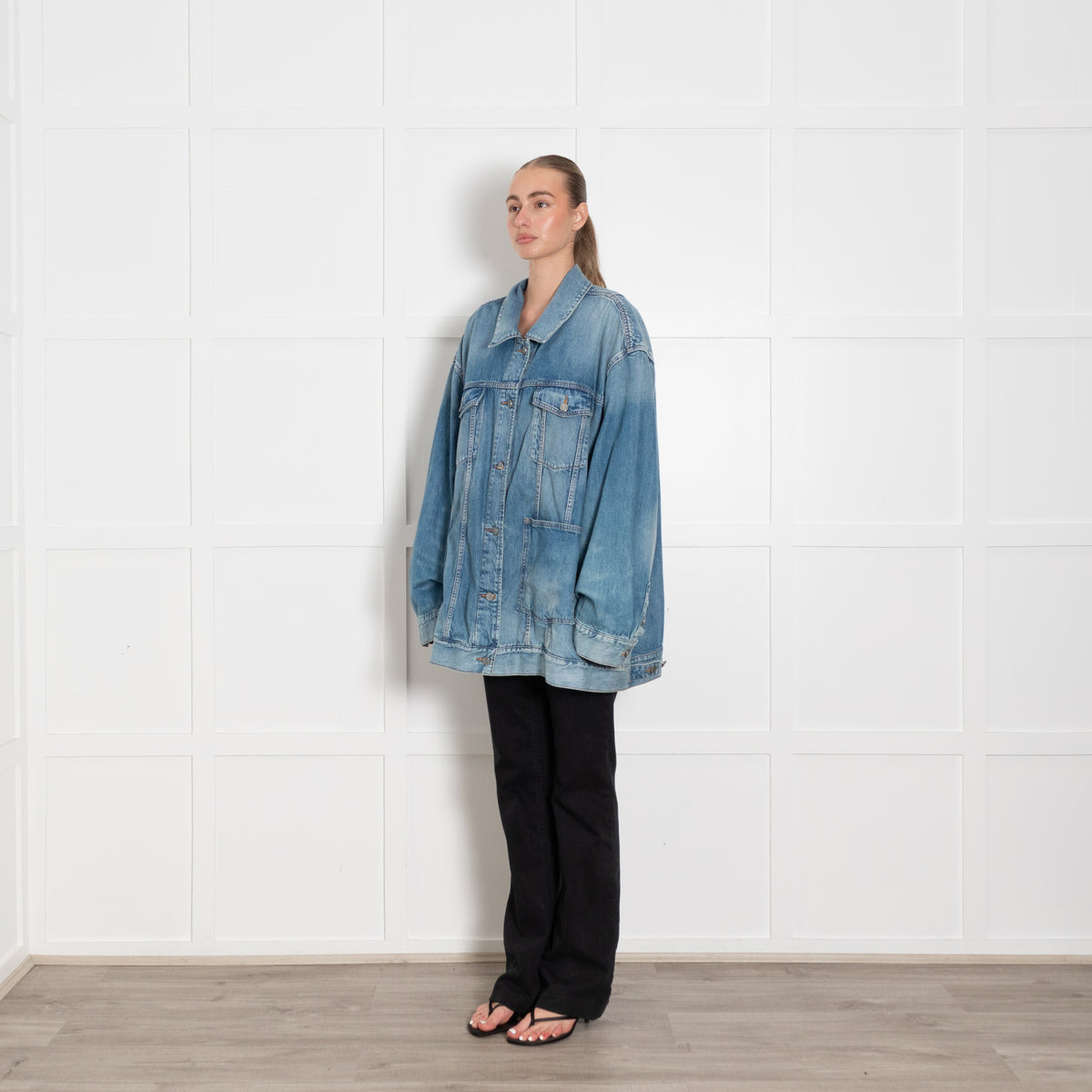 Ganni Blue Denim Oversized Jacket