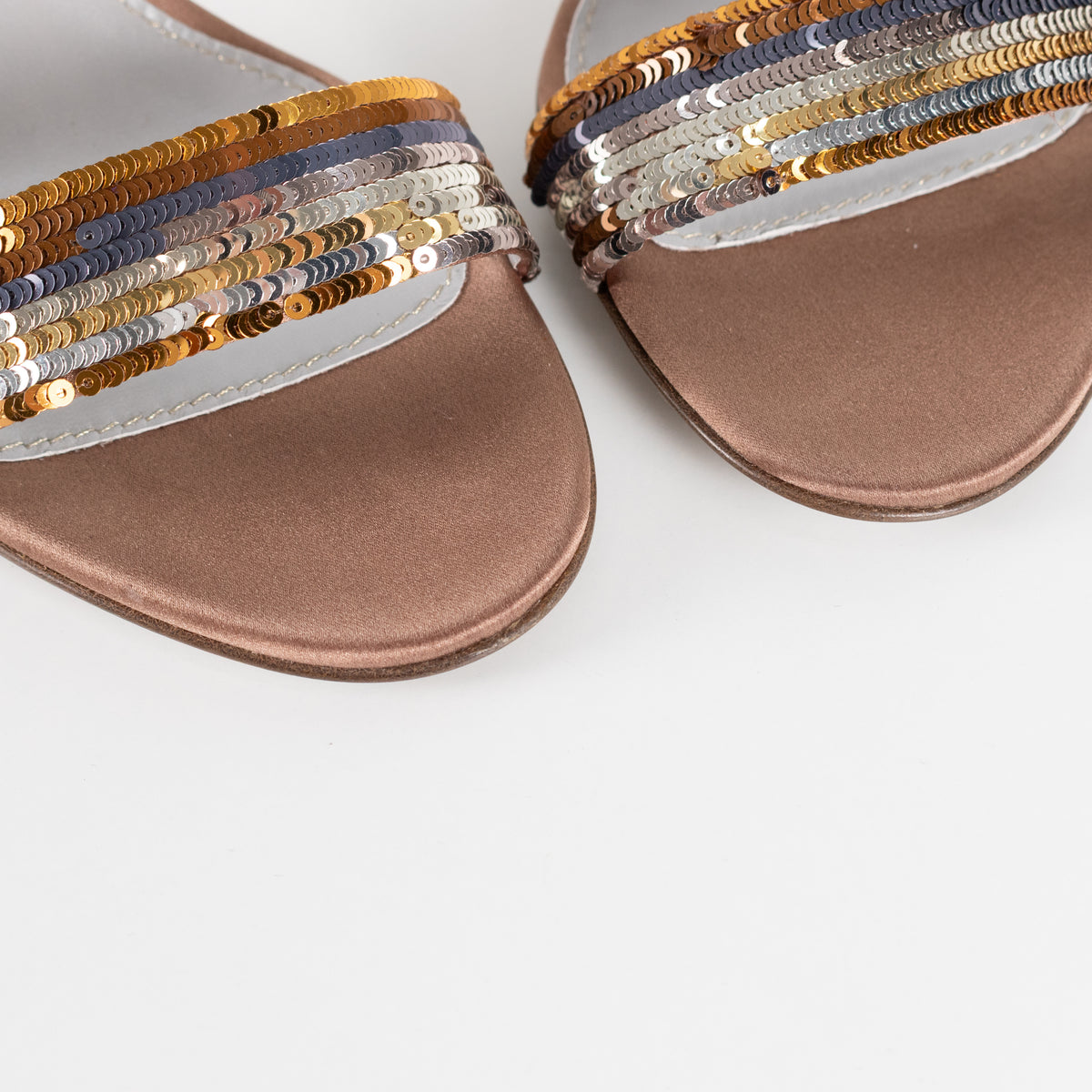 Sergio Rossi Bronze Sequin Heeled Sandals