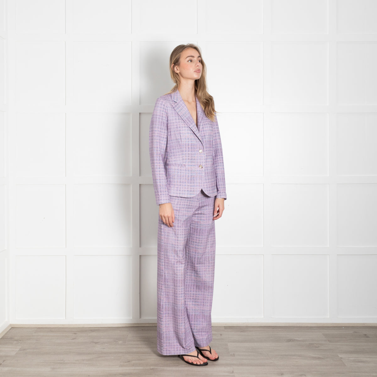 Goodmatch Lilac Check Jersey Blazer Jacket