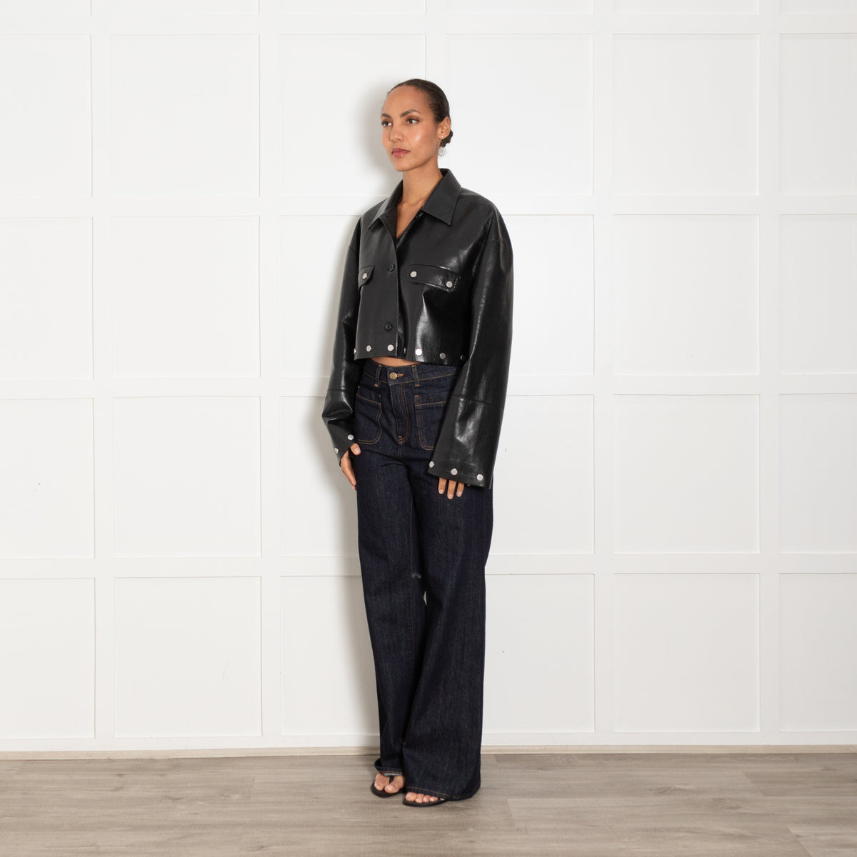 Nanushka Black Faux Leather Studded Kassie Jacket