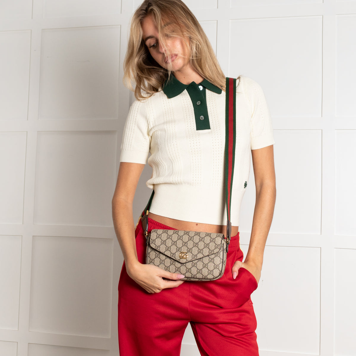 Gucci Beige Ebony Ophida Mini Crossbody Bag