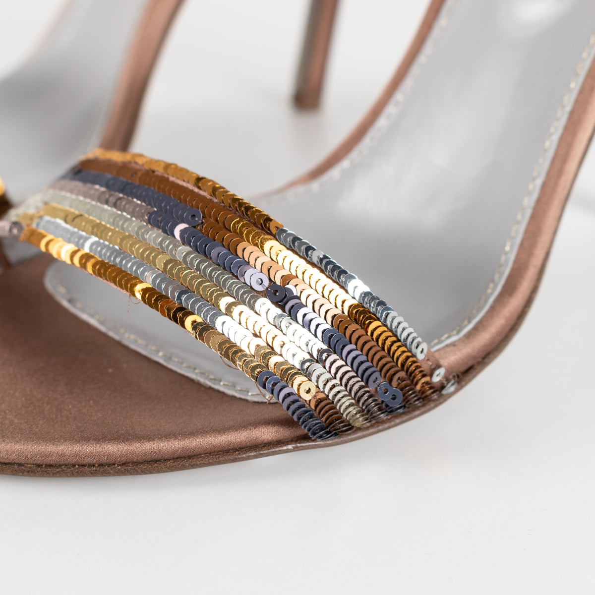 Sergio Rossi Bronze Sequin Heeled Sandals