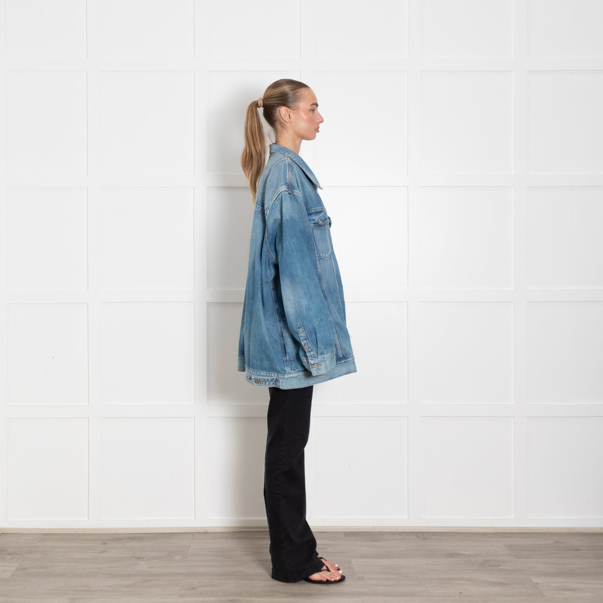 Ganni Blue Denim Oversized Jacket