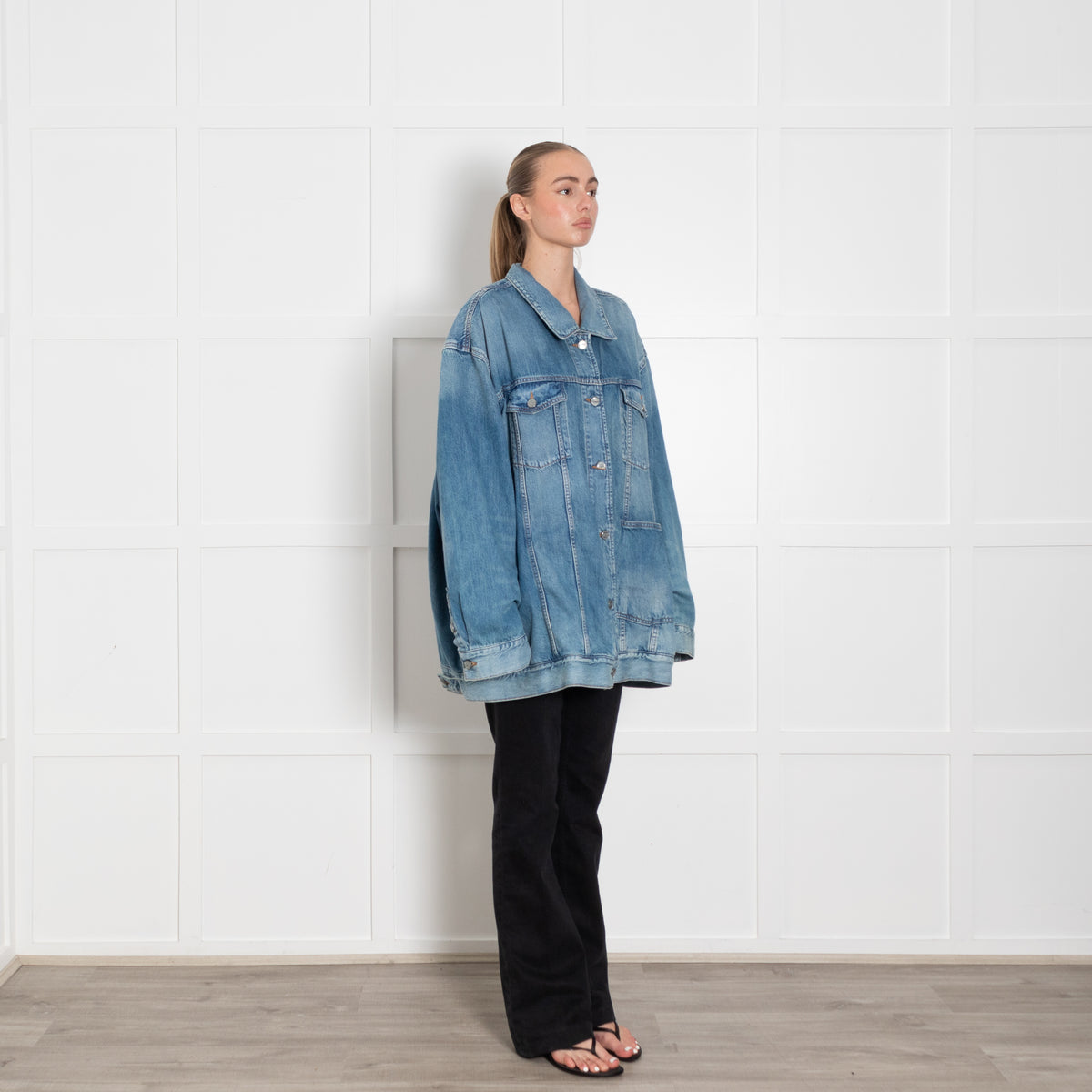 Ganni Blue Denim Oversized Jacket
