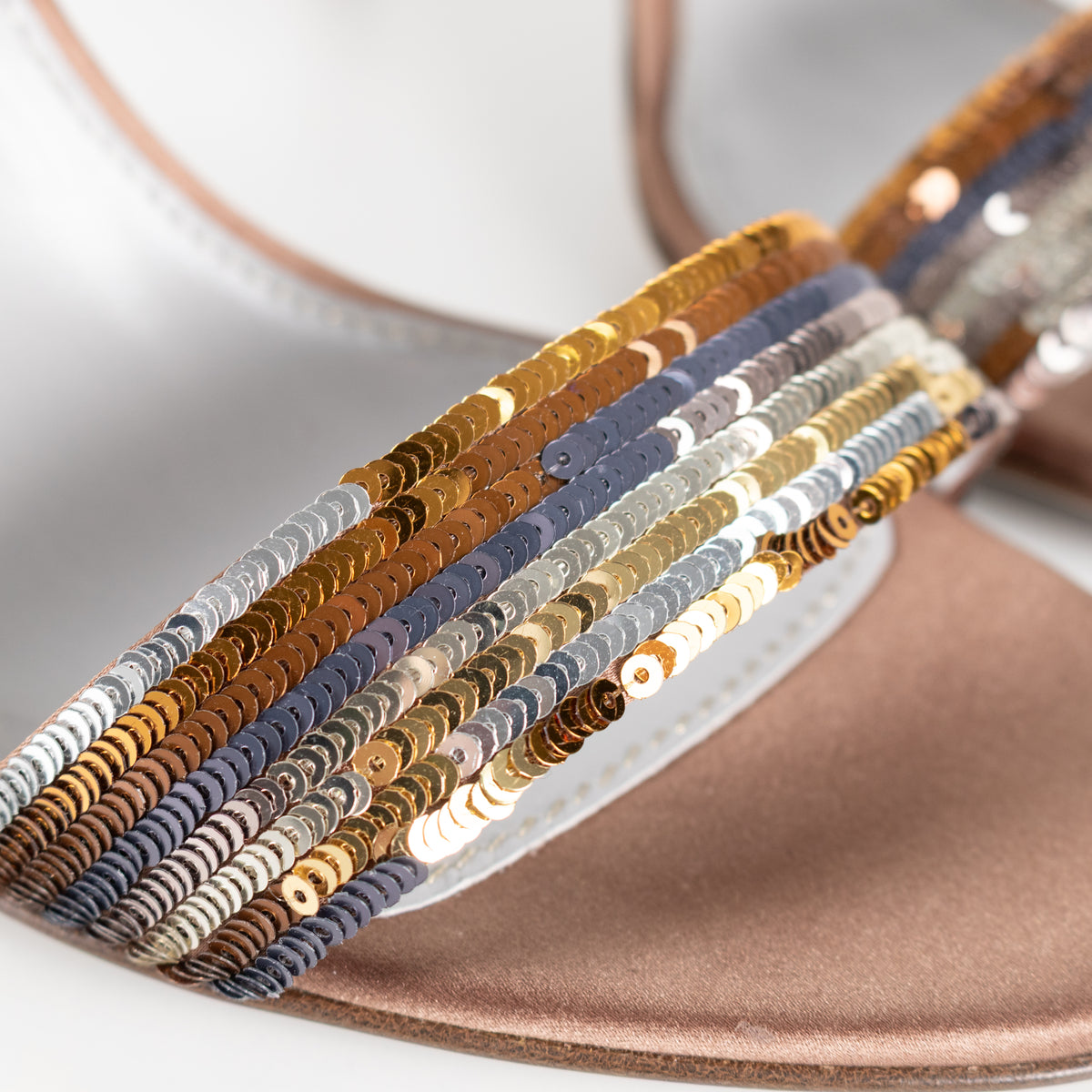 Sergio Rossi Bronze Sequin Heeled Sandals