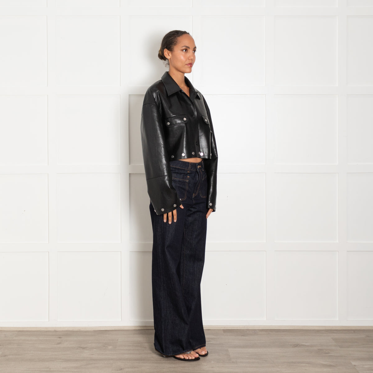 Nanushka Black Faux Leather Studded Kassie Jacket