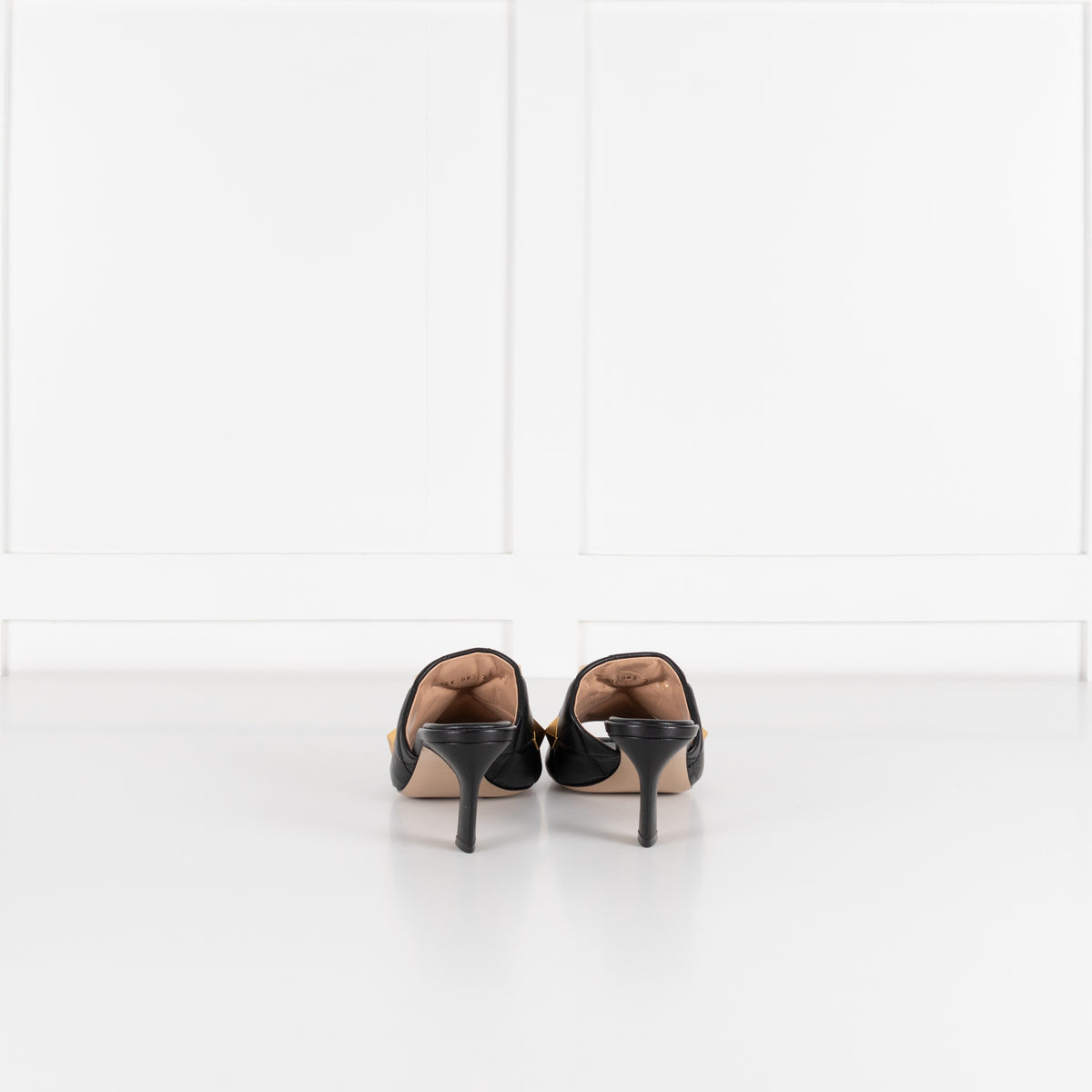 Valentino Garavani Black Roman Gold Stud Quilted Leather Slides