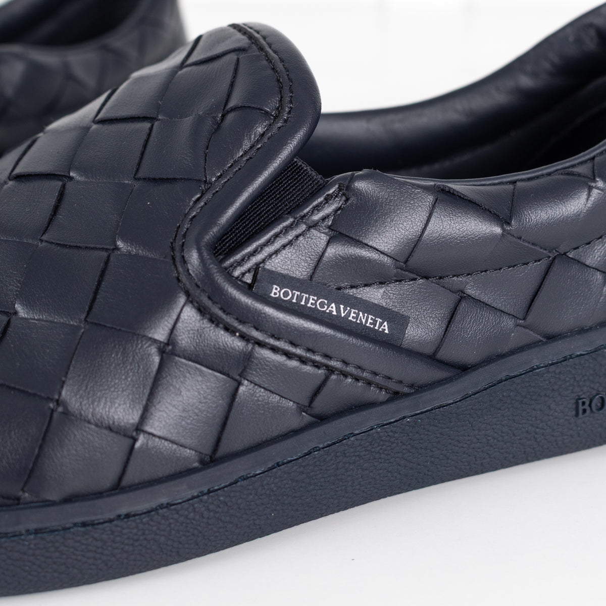 Bottega Veneta Navy Intrecciato Leather Slip-On Sneaker