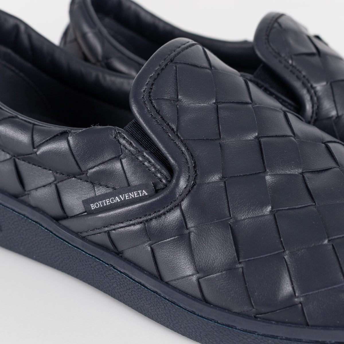 Bottega Veneta Navy Intrecciato Leather Slip-On Sneaker