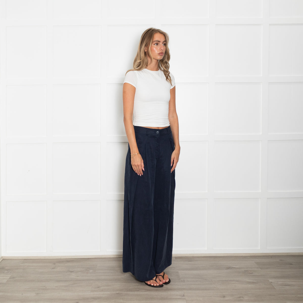 Me + Em Navy Soft Tailored Trousers
