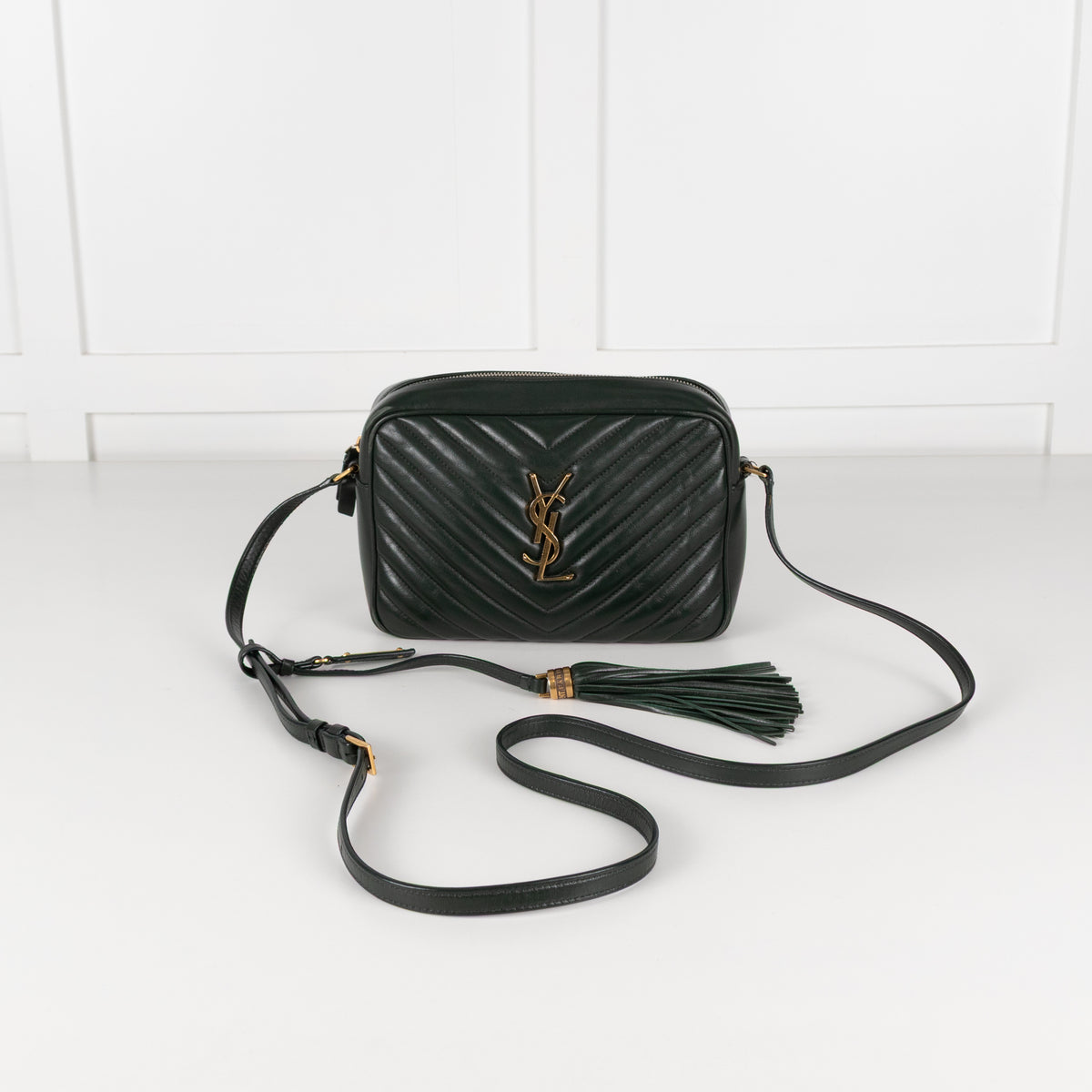 Saint Laurent Green Lou Quilted Leather Camera Bag