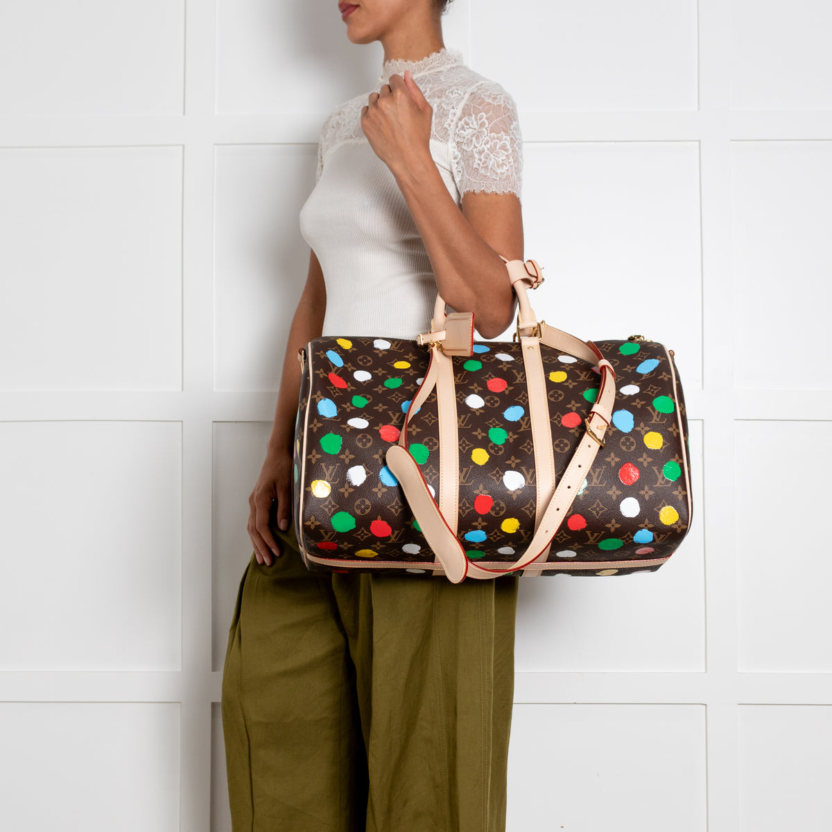 Louis Vuitton x Yayoi Kusama Dot Coated Canvas Keepall 40 with Bandouliere