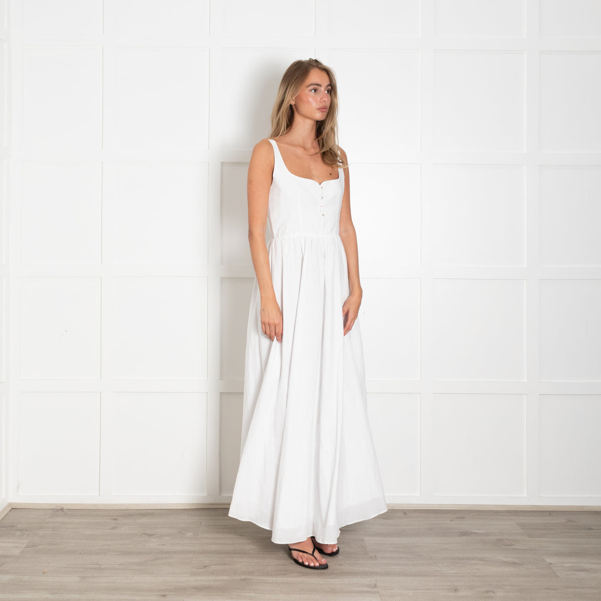 Esteban Cortazar White Corset Strappy Maxi Dress