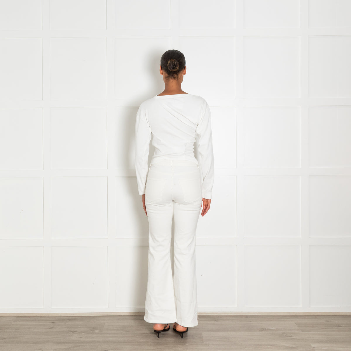 Vivienne Westwood White Longsleeve Asymmetric Ribbed Top With Embroidered Logo
