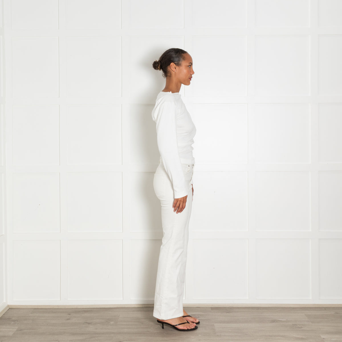 Vivienne Westwood White Longsleeve Asymmetric Ribbed Top With Embroidered Logo
