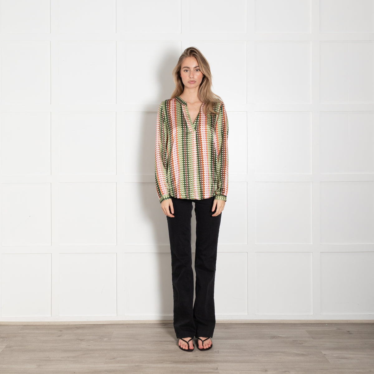 Charlotte Sparre Cream Multi Circle Print Silk  Blouse
