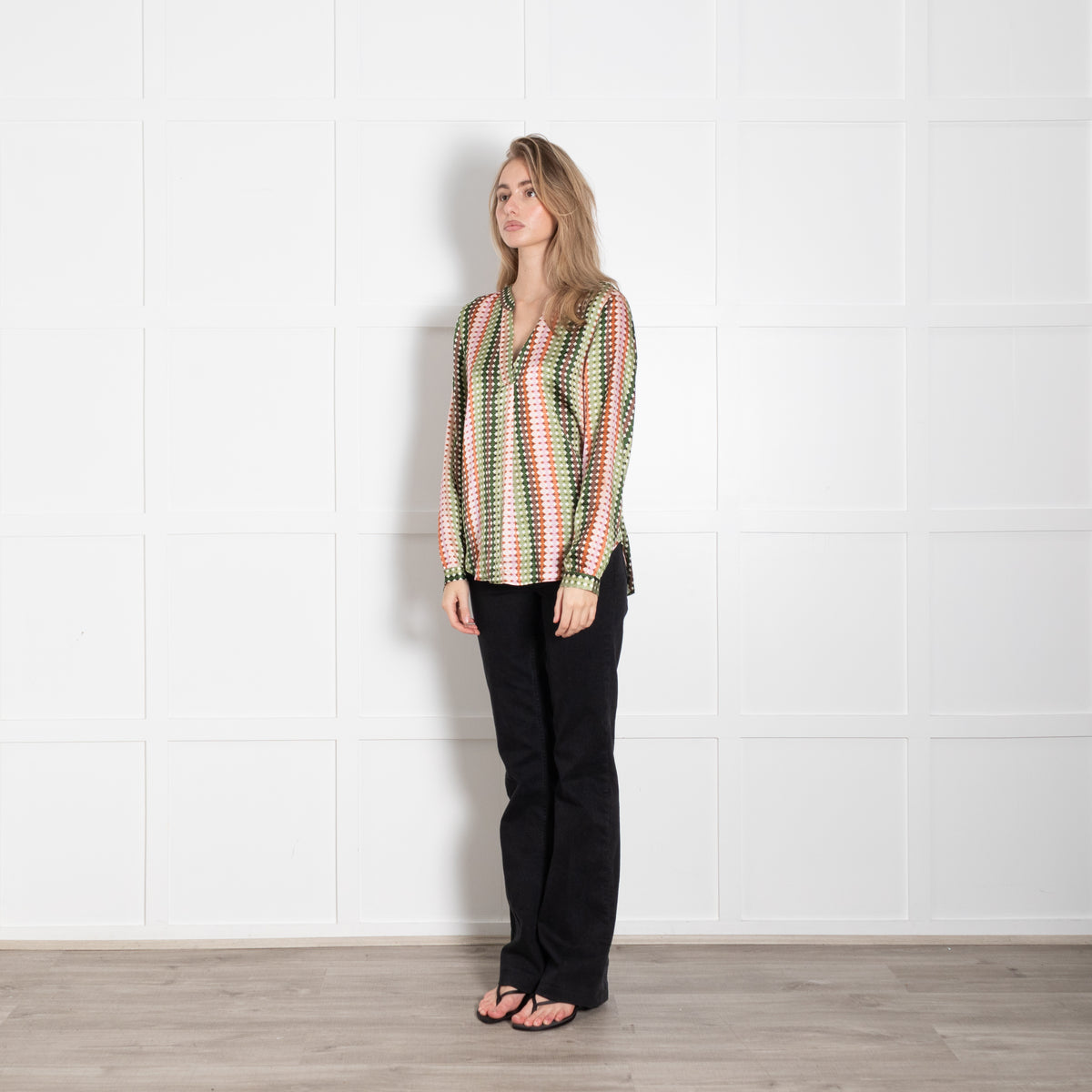 Charlotte Sparre Cream Multi Circle Print Silk  Blouse