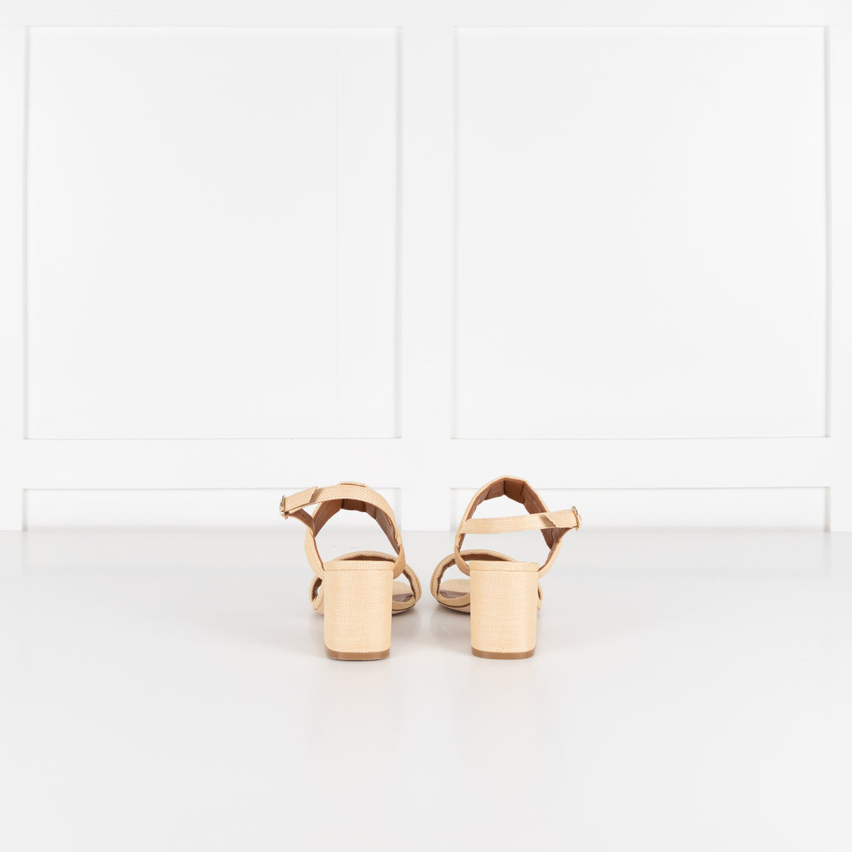Malone Souliers Light Tan Raffia Block Heel Sandals