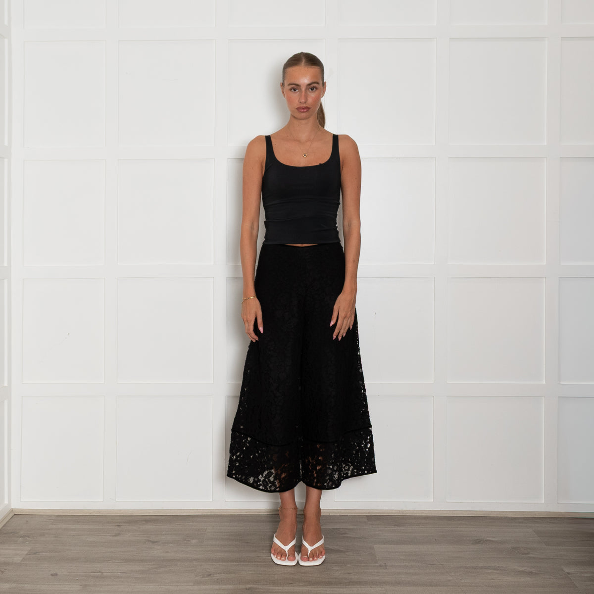 See By Chloe Black Broderie Anglaise Flare Trousers