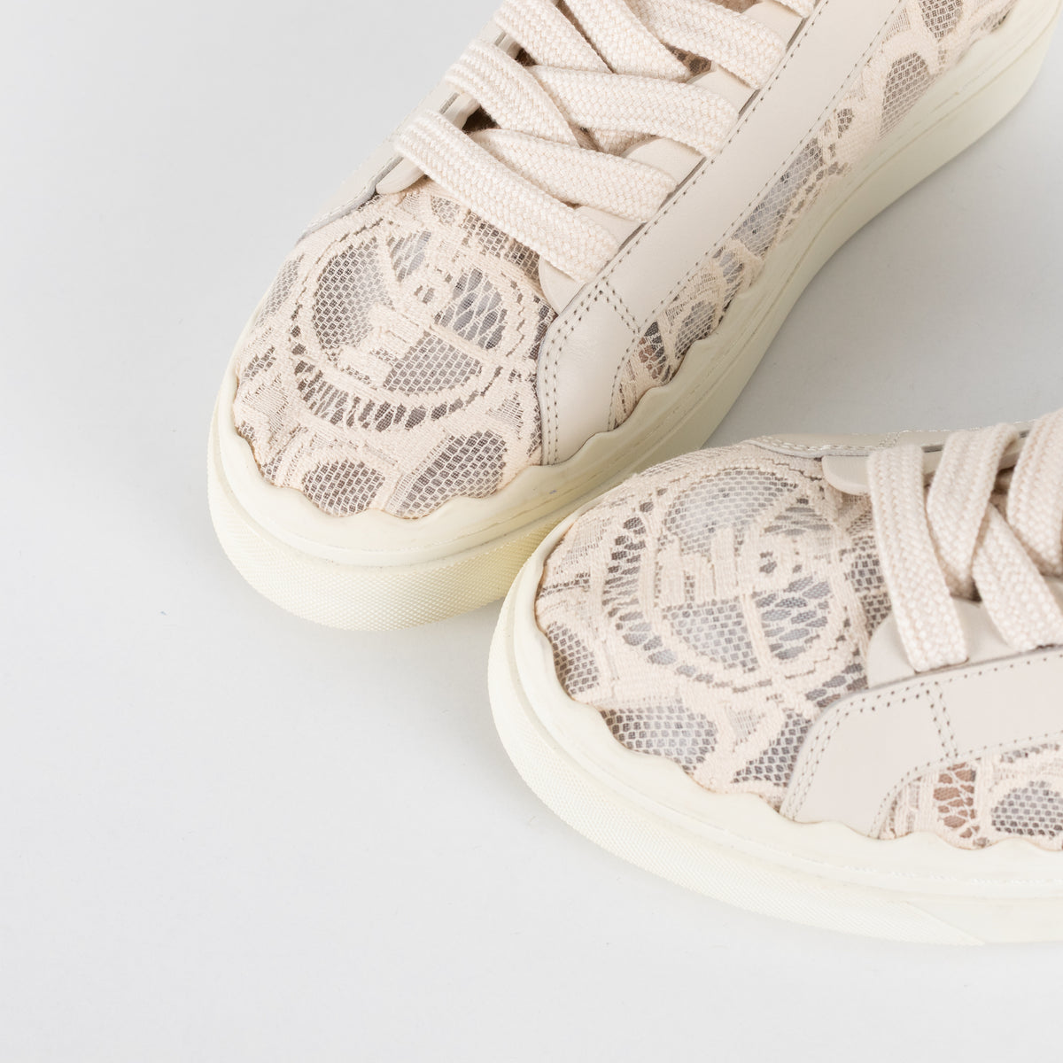 Chloe Cream Lace Mesh Lauren Sneakers