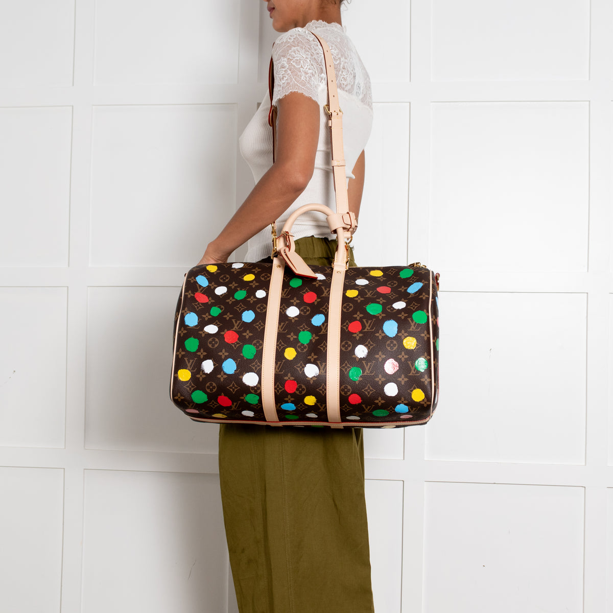 Louis Vuitton x Yayoi Kusama Dot Coated Canvas Keepall 40 with Bandouliere