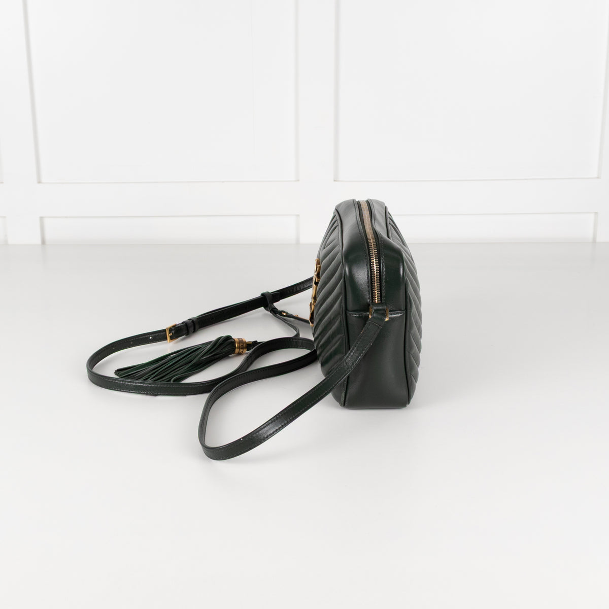 Saint Laurent Green Lou Quilted Leather Camera Bag