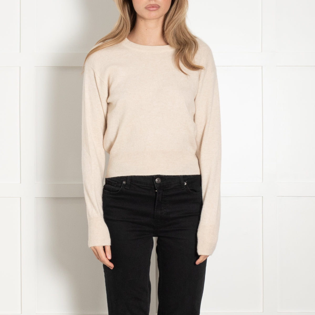 Brodie Beige Cashmere Love Back Sweater