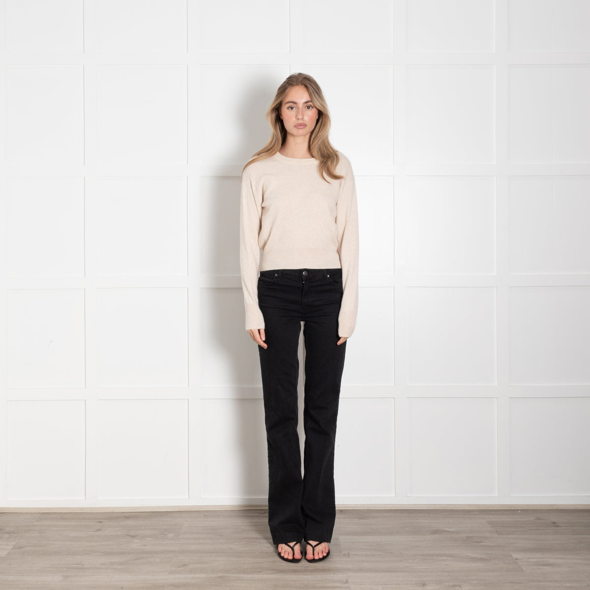 Brodie Beige Cashmere Love Back Sweater