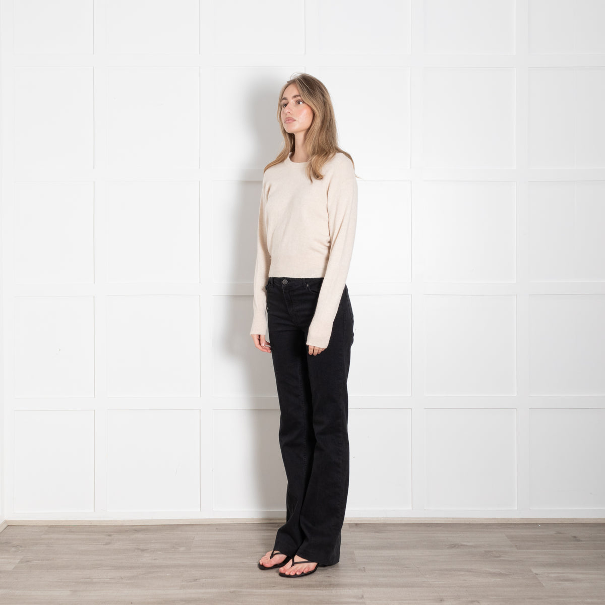 Brodie Beige Cashmere Love Back Sweater