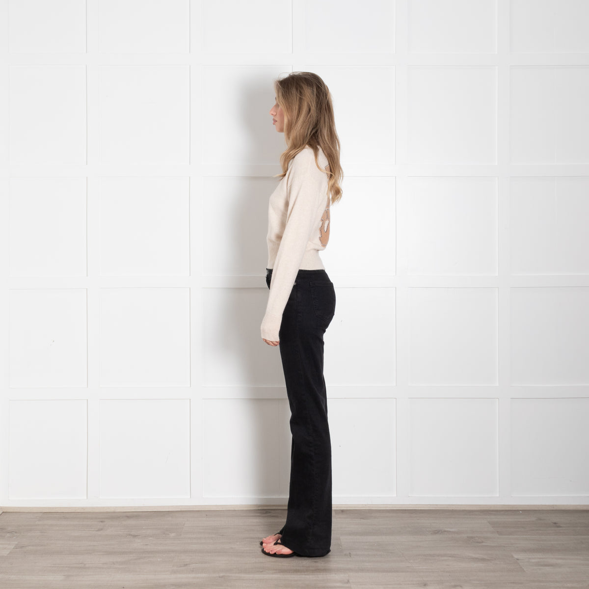 Brodie Beige Cashmere Love Back Sweater
